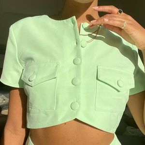 Pastel Green crop top - song of style (set) NEW